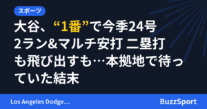 大谷、“1番”で今季24号2ラン&マルチ安打 二塁打も飛び出すも…本拠地で待っていた結末
