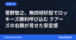 菅野智之、無四球好投でロッキーズ勝利呼び込む クアーズの右腕が見せた安定感