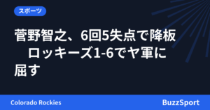 菅野智之、6回5失点で降板　ロッキーズ1-6でヤ軍に屈す