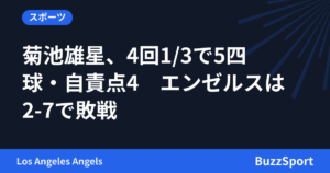 菊池雄星、4回1/3で5四球・自責点4　エンゼルスは2-7で敗戦