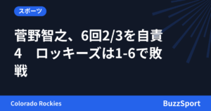 菅野智之、6回2/3を自責4　ロッキーズは1-6で敗戦
