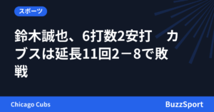 鈴木誠也、6打数2安打　カブスは延長11回2－8で敗戦
