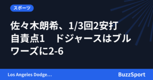 佐々木朗希、1/3回2安打自責点1　ドジャースはブルワーズに2-6