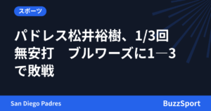 パドレス松井裕樹、1/3回無安打　ブルワーズに1―3で敗戦